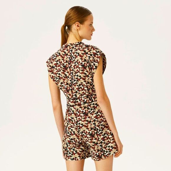 Anthropologie EXQUISE Geometric Print Linen Romper M NWOT - Picture 11 of 11